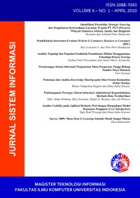 Image of Jurnal sistem informasi -Magister teknologi informasi UI Vol. 3 No. 1 April 2007