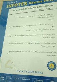 Image of Jurnal infotek dharma putra vol. 1 No. 2 September 2006